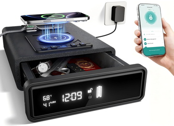 Smart Biometric Gun Safe with Wireless Charging (Phone/Watch)