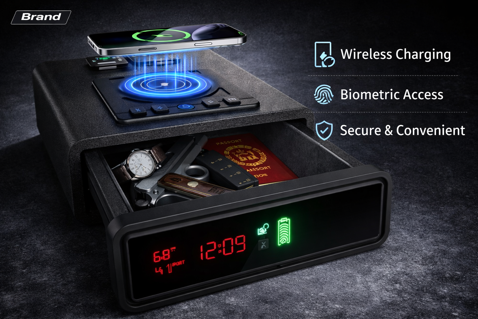 WX11 Biometric Safe with Wireless Charging